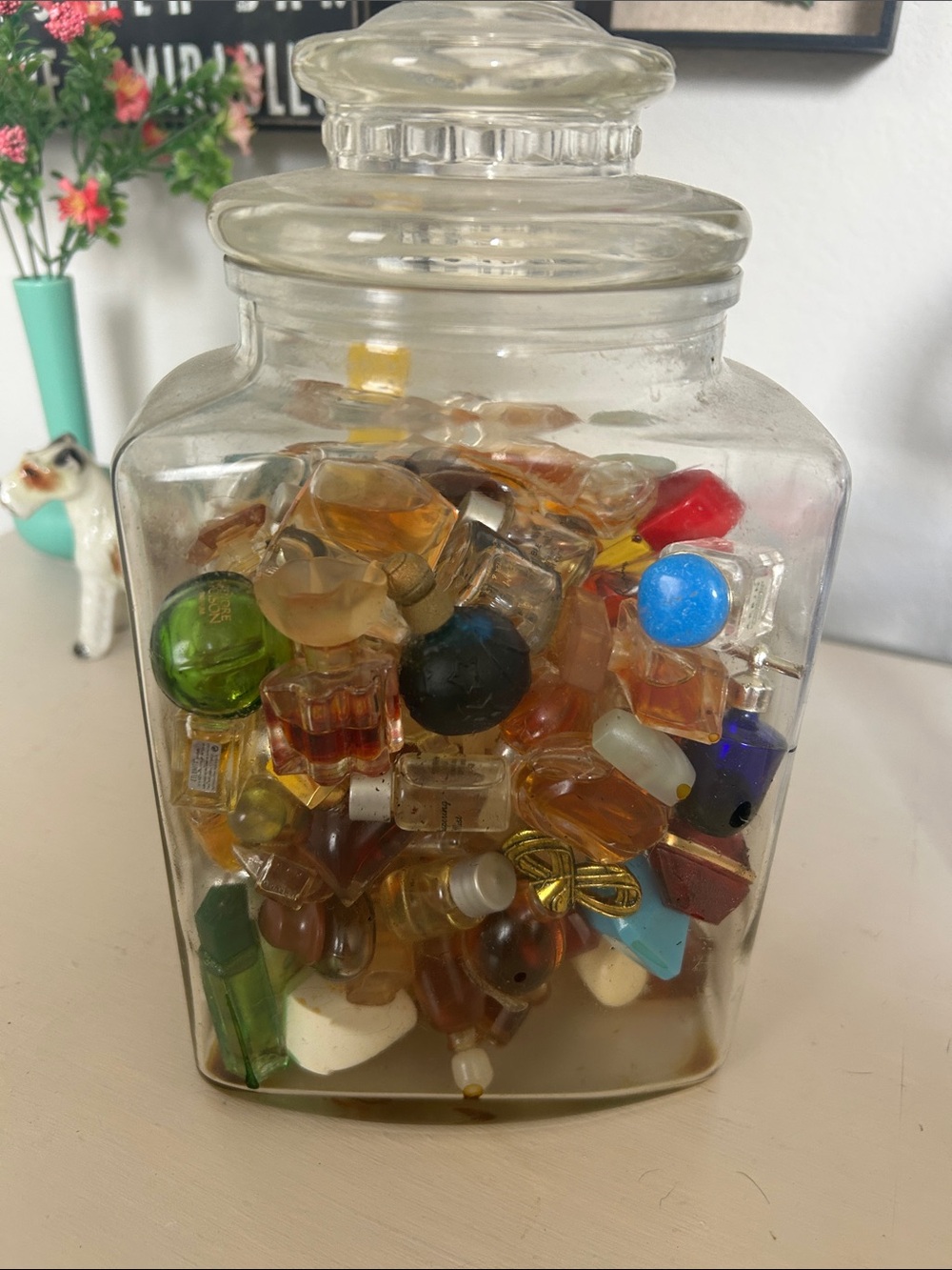 Lot of small perfume bottles